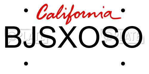 BJSXOSO California License Plate