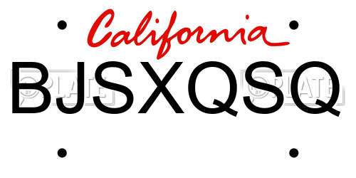 BJSXQSQ California License Plate