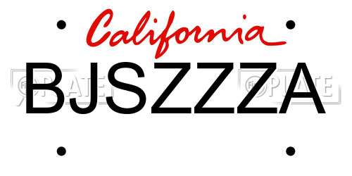 BJSZZZA California License Plate