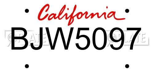 BJW5097 California License Plate