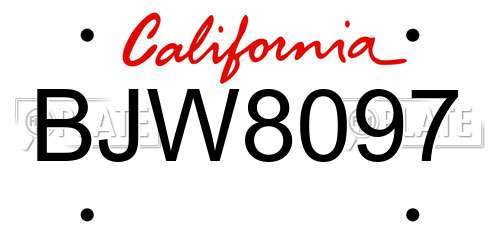 BJW8097 California License Plate