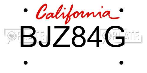 BJZ84G California License Plate