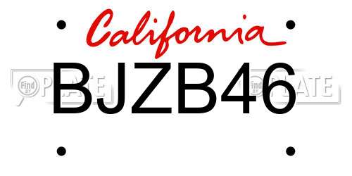 BJZB46 California License Plate