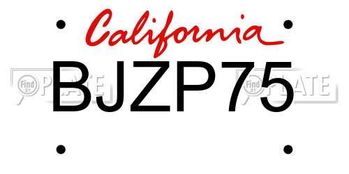 BJZP75 California License Plate
