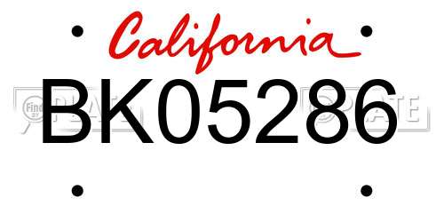 BK05286 California License Plate