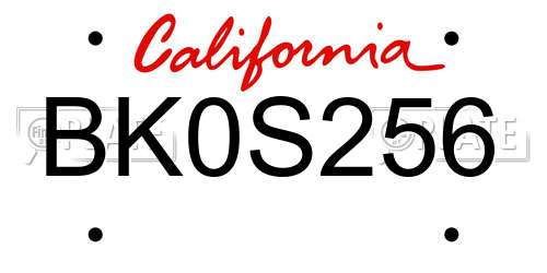 BK0S256 California License Plate