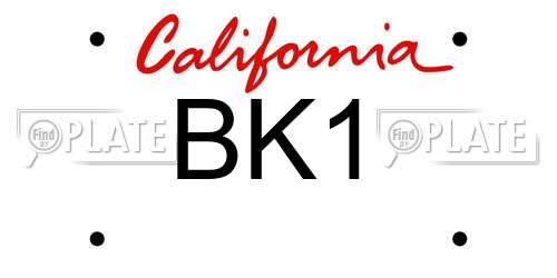 BK1 California License Plate