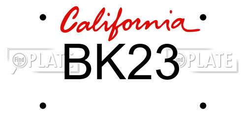 BK23 California License Plate