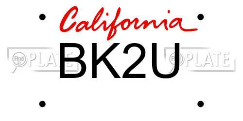 BK2U California License Plate