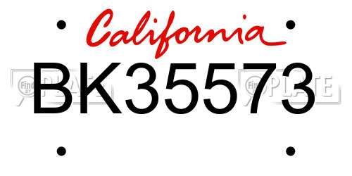 BK35573 California License Plate