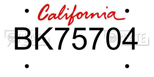 BK75704 California License Plate