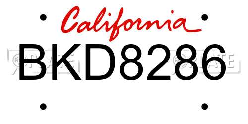 BKD8286 California License Plate