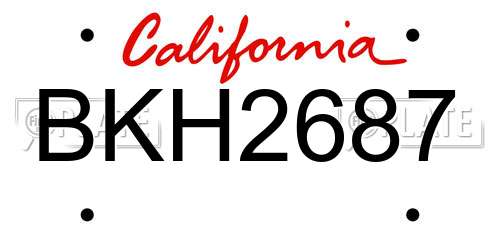 BKH2687 California License Plate