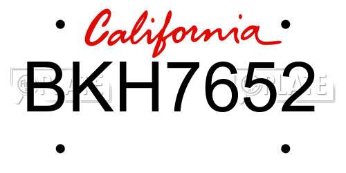BKH7652 California License Plate
