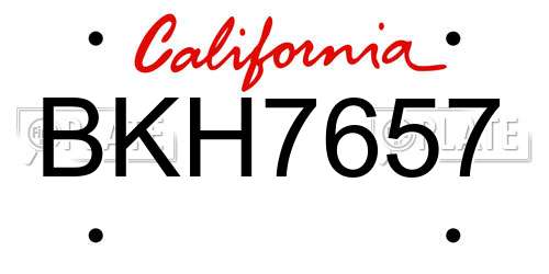 BKH7657 California License Plate
