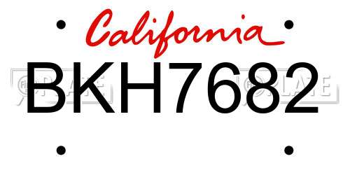 BKH7682 California License Plate