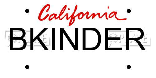 BKINDER California License Plate