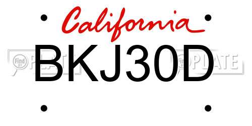 BKJ30D California License Plate