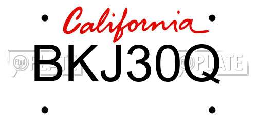 BKJ30Q California License Plate