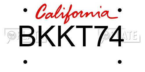 BKKT74 California License Plate
