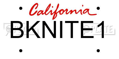 BKNITE1 California License Plate