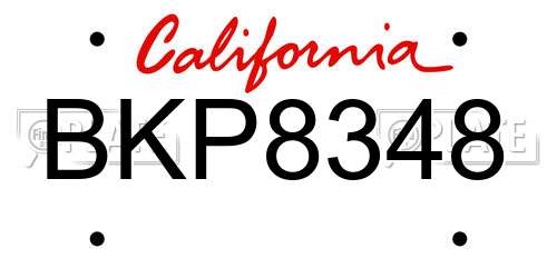 BKP8348 California License Plate