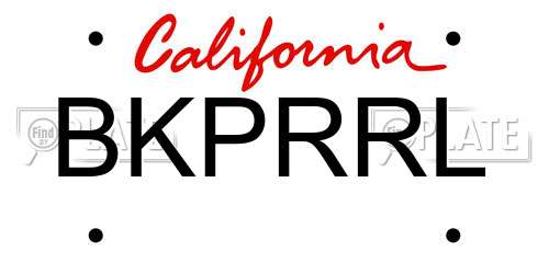 BKPRRL California License Plate