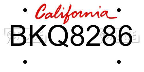 BKQ8286 California License Plate