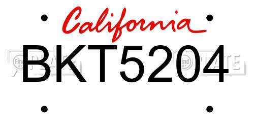 BKT5204 California License Plate