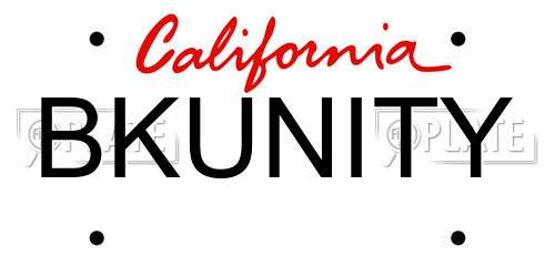 BKUNITY California License Plate