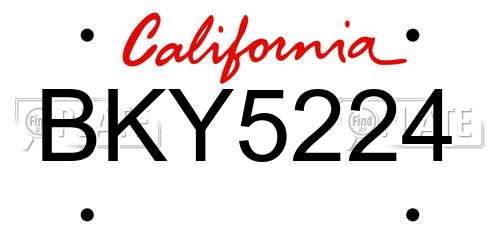 BKY5224 California License Plate