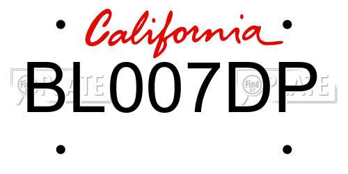 BL007DP California License Plate
