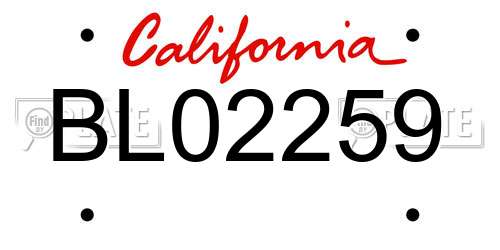 BL02259 California License Plate