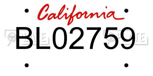 BL02759 California License Plate