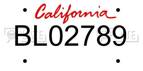 BL02789 California License Plate
