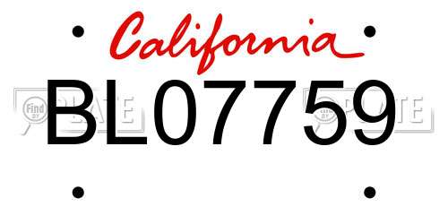 BL07759 California License Plate