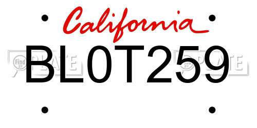 BL0T259 California License Plate