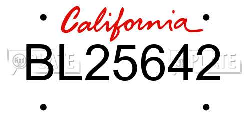 BL25642 California License Plate