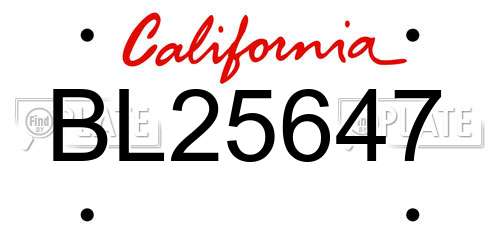 BL25647 California License Plate