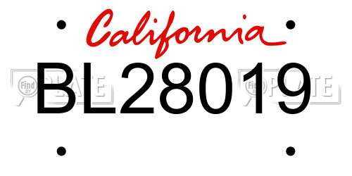 BL28019 California License Plate
