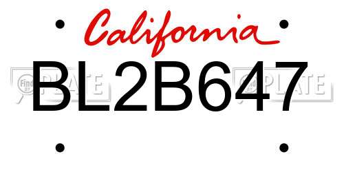 BL2B647 California License Plate