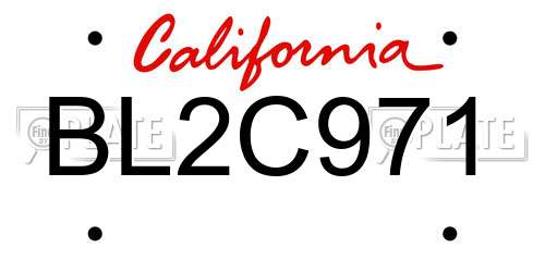 BL2C971 California License Plate