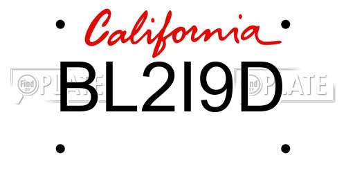 BL2I9D California License Plate