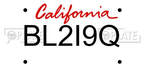 BL2I9Q California License Plate