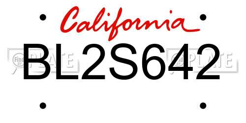 BL2S642 California License Plate