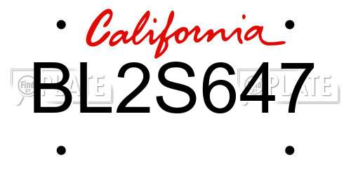 BL2S647 California License Plate