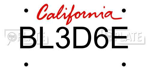 BL3D6E California License Plate