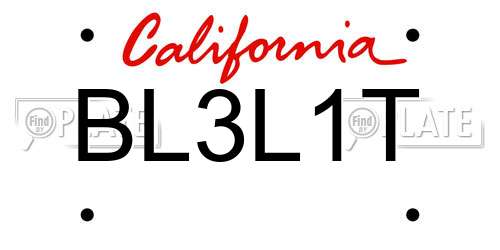 BL3L1T California License Plate