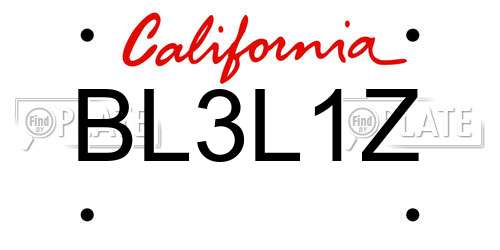 BL3L1Z California License Plate