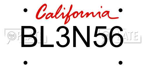 BL3N56 California License Plate